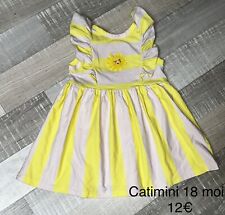 Catimini 18 Mois Bébé Fille : Robe Rayée Jaune Été TBE