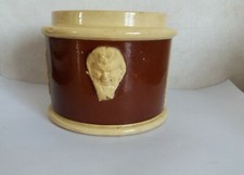 Ancien pot à foie gras ? à tabac? céramique SARREGUEMINES UC terre à feu/ fumeur