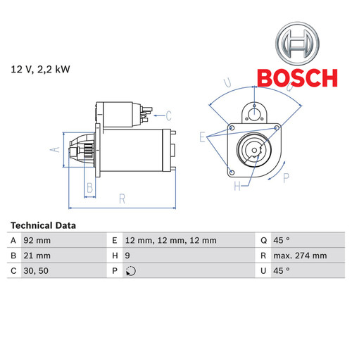 Starter bosch 986 016 - starter, 0.986.016.210