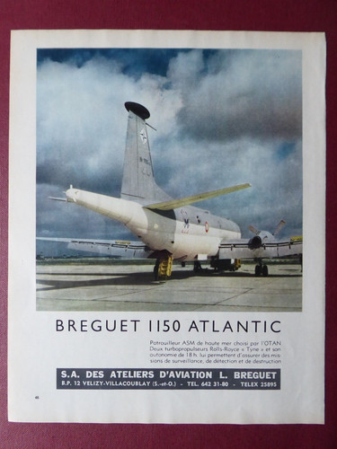1965 pub avion breguet 1150 - pub,