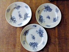 lot de 3 assiettes ancienne terre de fer décor de fleurs bleues collection