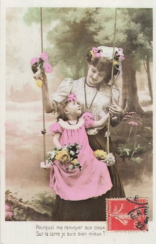 Femme fleurs cheveux - cp,