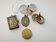 Lot médailles religieuse argent catholique ancienne relique locket vintage medal