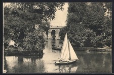CPA Poissy, Un Voilier sur le Bras Migneau 