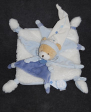 ?DOUDOU ET COMPAGNIE DC2716 Ours Plat Blanc Bleu Petit Chou Fourrure Etat NEUF