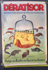 Affiche ancienne  Publicitaire DERATISOR par ANDRE WILQUIN 38 x 54 cm