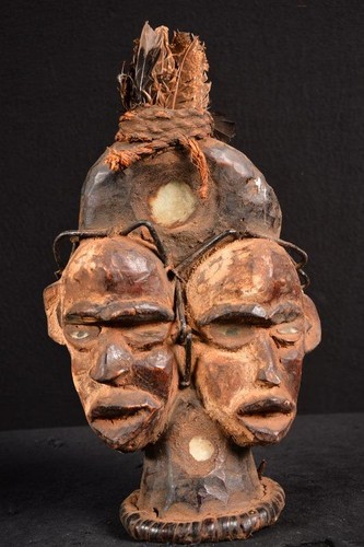 Figure double tête bakongo - double,