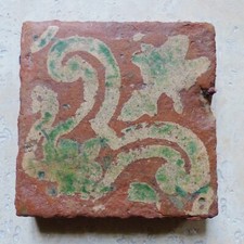 SUPERBE CARRELAGE DE SOL EN FAÏENCE MÉDIÉVALE XVe siècle ( #9 )