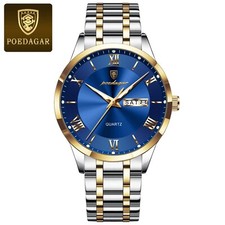 Montre Homme - Poedagar 978 Quartz Acier - Couleur Bleu & Or Style Casual