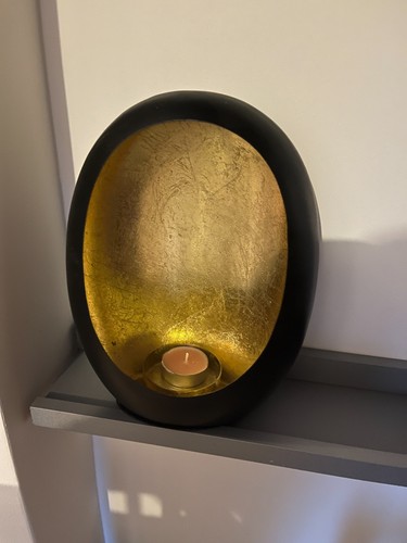 Bougeoir metal ovale - , doré
