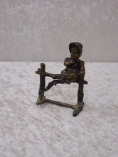 Z9XXdR - en Laiton Design Figurine Fille Sur Clôture - Vintage - Style Ancien -