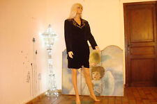 TAILLEUR TULIPE VELOURS SOIE BRODE FIL OR PIERRES 