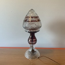 Lampe Champignon Cristal Taille Rouge Et Blanc Decor Fleurs 35 Cm Deux Pièces