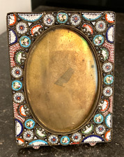 Porte-photo ancien en micro mosaïques et laiton , Très bon état