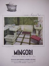 PUBLICITÉ DE PRESSE 1950 MINGORI SALLES DE BAINS MARBRE VÉRITABLE - ADVERTISING