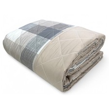 Couette noeud – couvre-lit écossais matelassé beige – mi-saison, microfibre douc