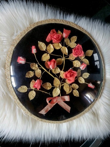 Cadre rond verre - verre, fleurs