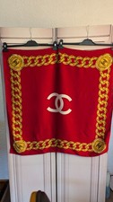 Chanel vintage, Ancien Foulards Carré 85x85 Soie Rouge
