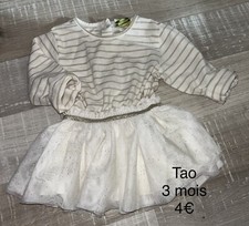 TAO 3 MOIS FILLE : ROBE Tulle Ecrue Hiver TBE