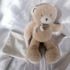 Doudou ours beige, mouchoir blanc, Baby'Nat,  Babynat