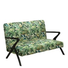Canapé Vintage Jungle Collection Velours Bois Italie Années 50-60 Original