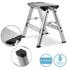 STAHLWERK Marchepied pliant 120 kg de capacité de charge Alu Escabeau Tabouret d