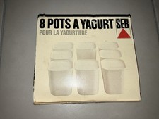 SUPERBE BOÎTE 7 POTS PLASTIQUES COUVERCLES A CLIPSER POUR YAOURTIÈRE SEB