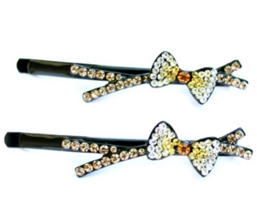Pair crystal hair pins - of,