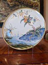 Sublime Et Très Grand Plat Rond En Faience De  Gien Modèle Caraibes