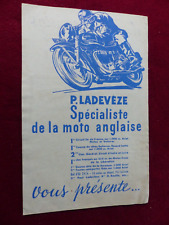 Prospectus  catalogue Moto : P . LADEVEZE spécialiste de la moto anglaise