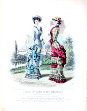 Grande gravure de mode - Journal des dames et demoiselles - 35x26 cm - 1873's