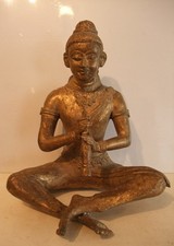 Joueur de flûte en métal doré, Asie, hauteur 20,7cm