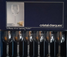 Cristal d'arques 6 verres a vin blanc modele fleury gravé Venise comme neuf