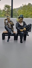 Figurine Laurel et Hardy au téléphone sur un banc Ensemble rare VINTAGE