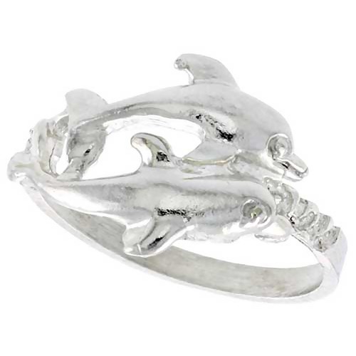 Bague double dauphin argent - double,