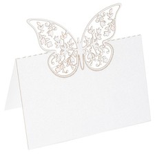 Table Nom Place Cartes, 50Pcs Favor Décoration Creux Papillon Coupe Carte Blanc