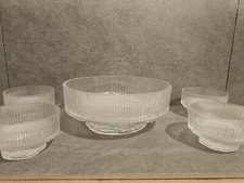 COMPOTIER Saladier ou SERVICE A PUNCH avec 4 COUPES Vintage 1970