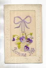 Carte postale brodée.  Bonne