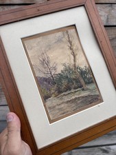 A. Guers Aquarelle Paysage Forêt 1918 Ancien Peinture Dessin