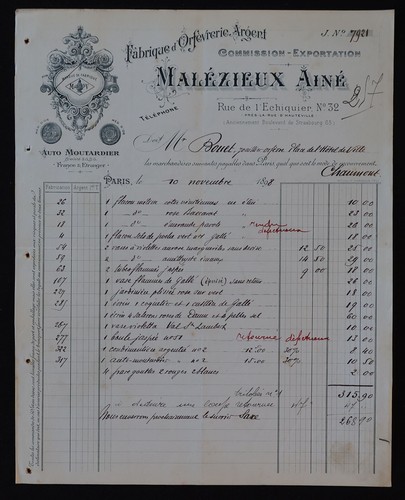 Billhead facture paris 1898 - facture,