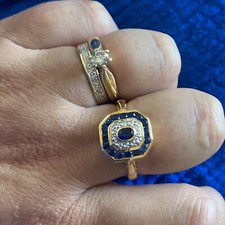 Bague"saphir CZ plaqué or 18