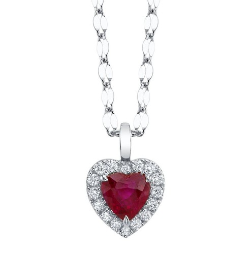14k blanc coeur - blanc, rubis