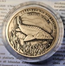 Turquie - 20 lire TRY 2021 BE Argent brossé - Esturgeon (Mersin Balığı)