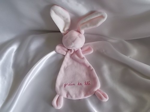 Doudou lapin rose dos - rose,,