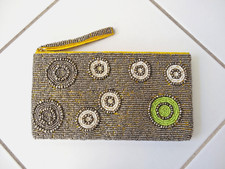Pochette Brodé Cercles Perles zippé Hippie Good Vibes Vintage