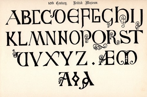Antique 1906 alphabet - 1906, print