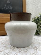 Ancien Grand Pot à Tabac en Céramique  19e Siècle Tabatière Pièce de Collection