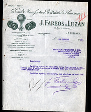 BORDEAUX (33) USINE de CHAUSSURES PANTOUFLES "J. FARBOS DE LUZAN" Lettre en 1932