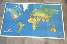 Grande AFFICHE ANCIENNE  de JEAN MASSÉ - AIR FRANCE Planisphère  117*205 cm 1978