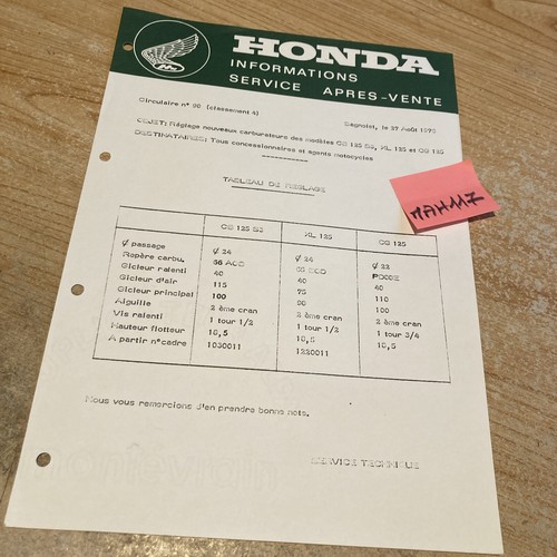 Honda moto 1975 cb125s3 xl125 - honda,